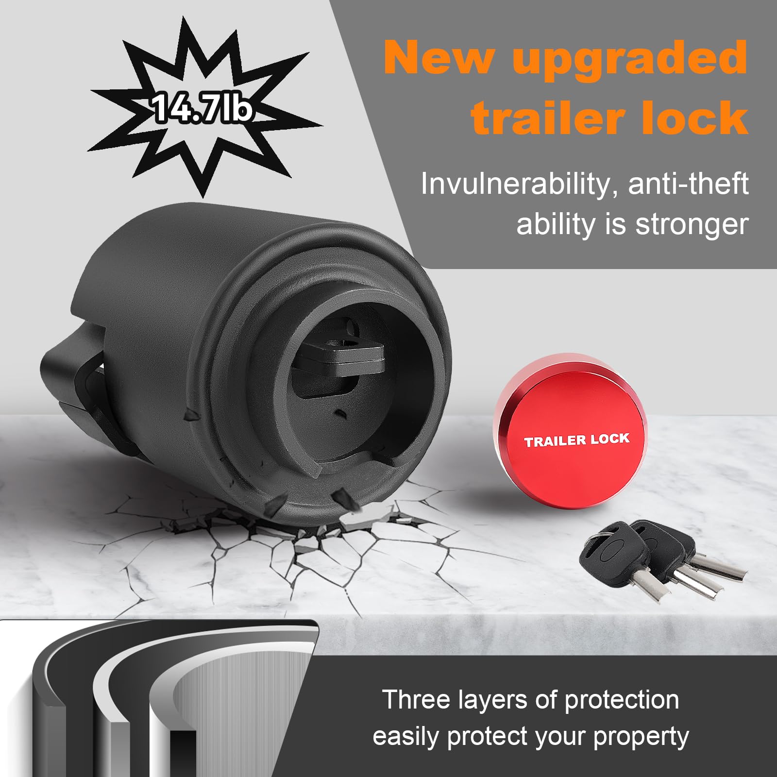 Heavy Duty 2 5/16 Trailer Hitch Lock - Anti-Theft Tongue Coupler Lock - Super Thick Steel For RV, Boat, Off-Road Trailers - View #10