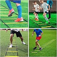Vista 5 de Escalera de agilidad profesional de entrenamiento de velocidad, escalera de agilidad de 20 pies, 12 conos de fútbol, 4 obstáculos de agilidad