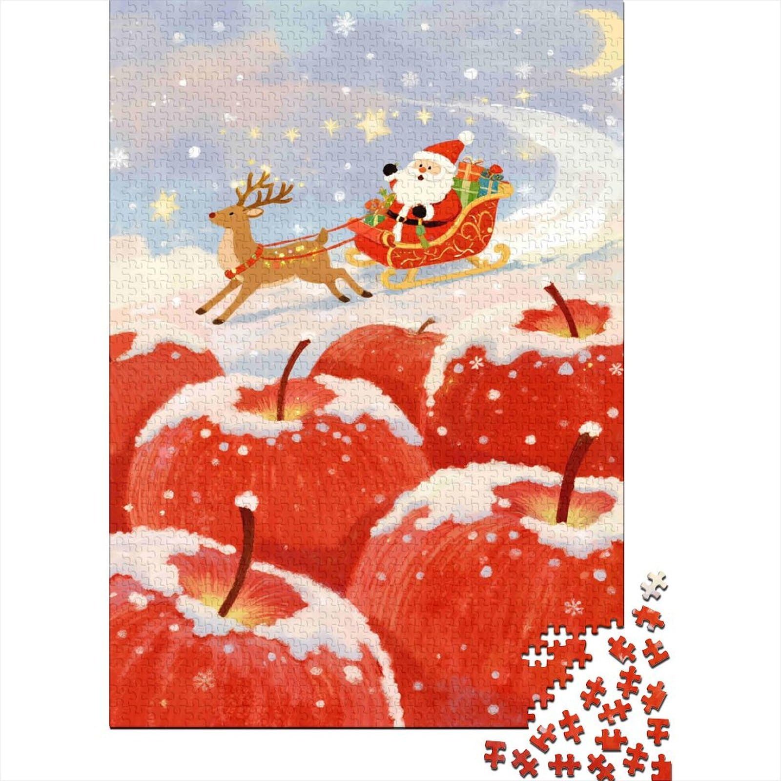 Apple Reindeer Sleigh 1000pcs Puzzle for Family Premium Paper