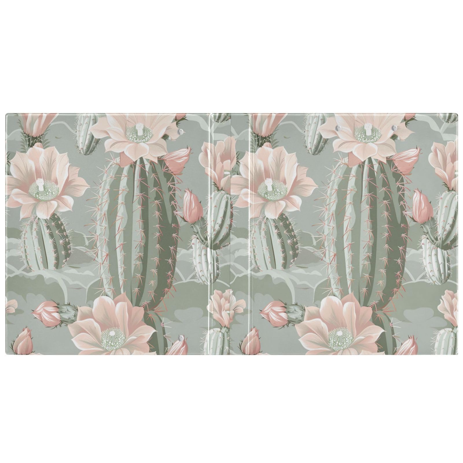 Raccoglitori a 3 anelli da 3,8 cm, con fiore di cactus, decorativi, rotondi, con clip in metallo, organizer per casa e ufficio, confezione da 2