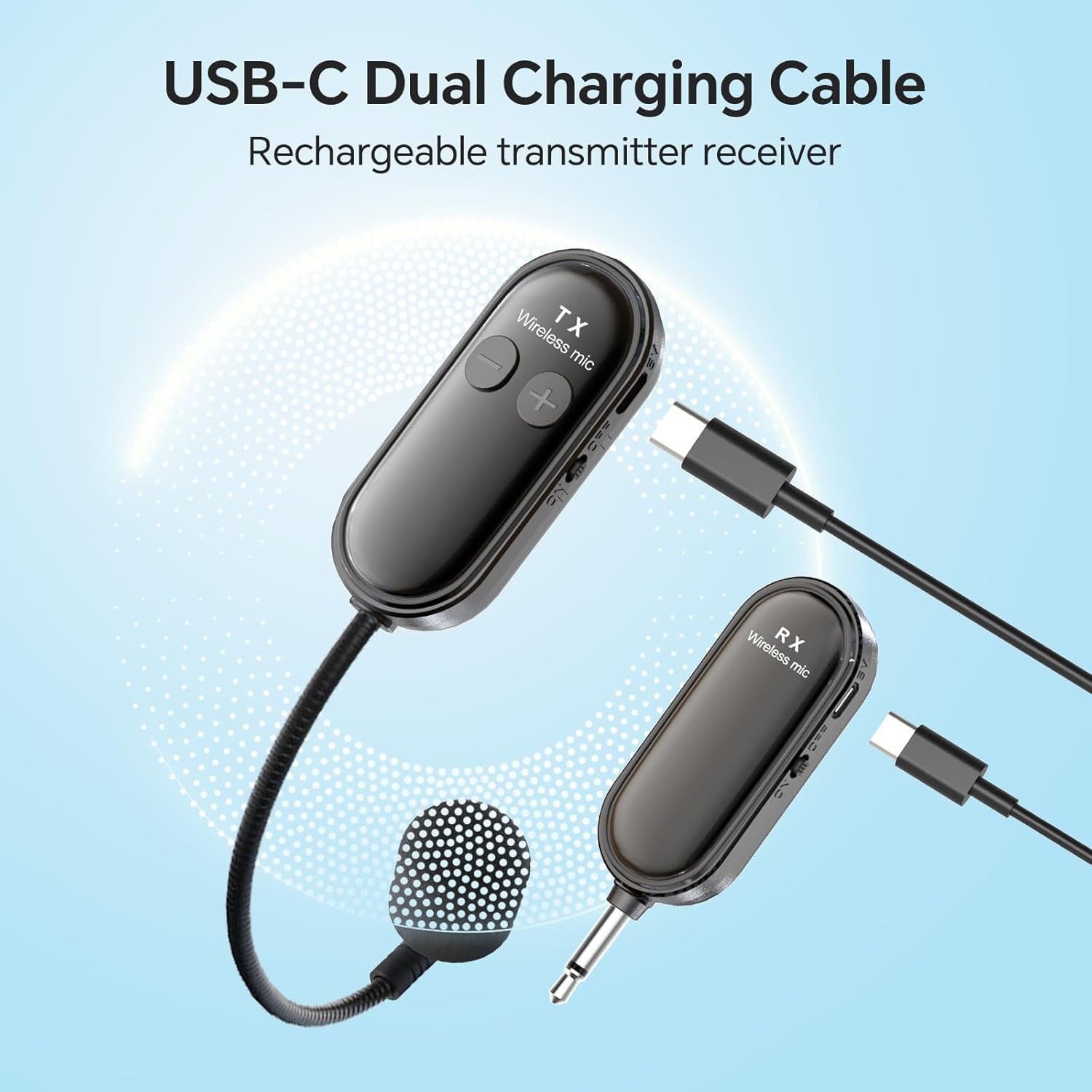 XIAOKOA Wireless Microphone Headset, 2.4G Head Microphones System, USB-C Charging, 100ft Range, Mic for Speakers Voice Amplifier PA System Teaching Fitness Instructor Tour Guide - Image 3