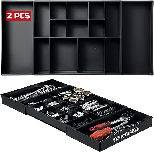 ONREVA Juego de bandeja organizadora de caja de herramientas, kit de bandeja de almacenamiento grande expandible para caja de herramientas, cajones