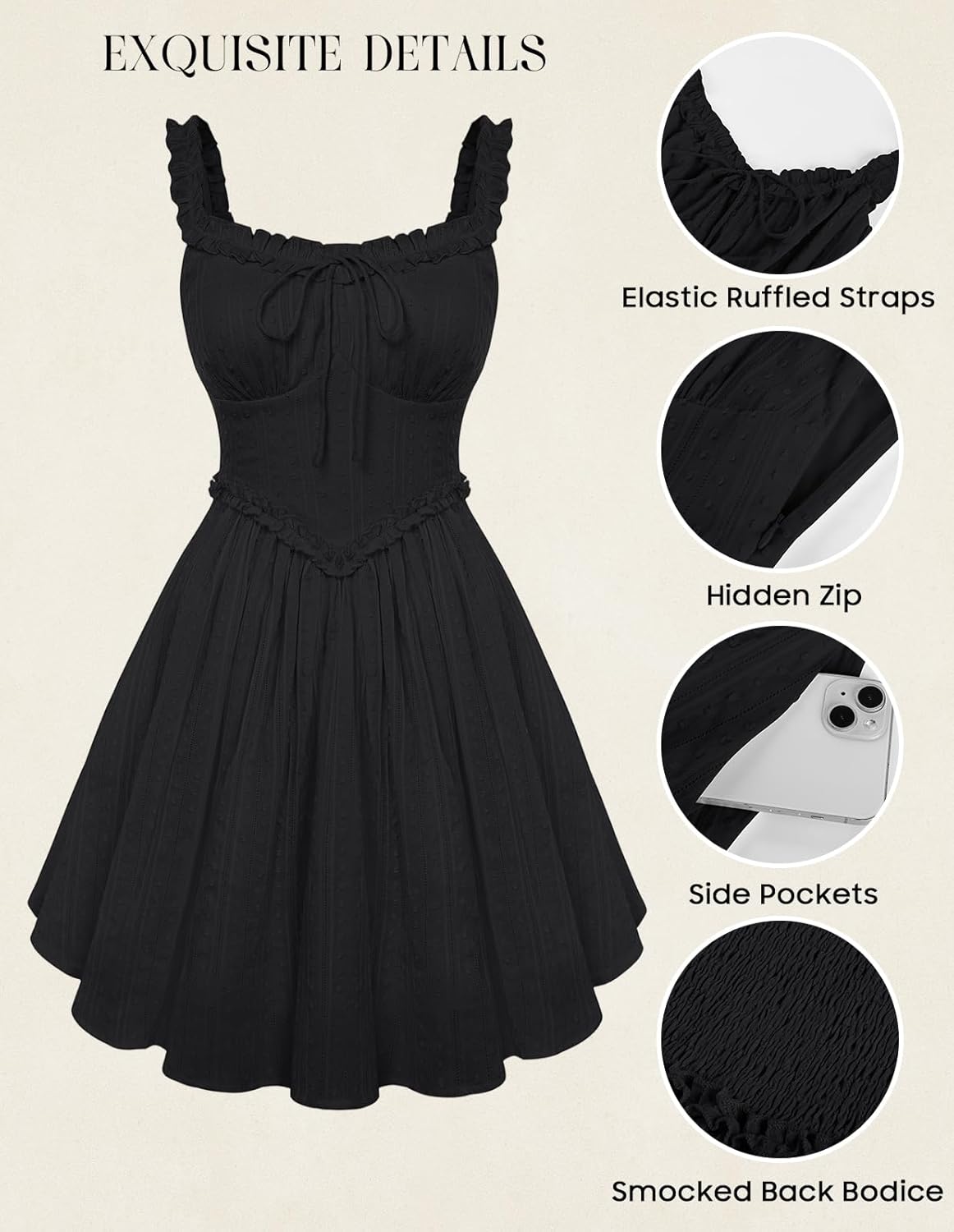 Scarlet Darkness Women Summer Corset Dresses Cotton Mini Sundress Ruffle Strap Dress - Image 5