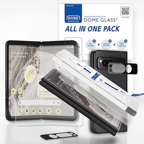 Whitestone - Protector de pantalla todo en uno para Google Pixel Fold, 2+2+2 unidades, vidrio templado, parte delantera, trasera, lente de cámara,