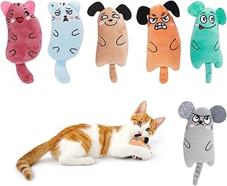 Fuguan 6 Pcs Cat Catnip Toys, Plush Mice Toy Cat Chew Teething Toy for Cat Kitty Kitten, Catnip Toy Cat Toys Set Teething Chew Toy Pet Catnip Teeth Grinding Chew Toys