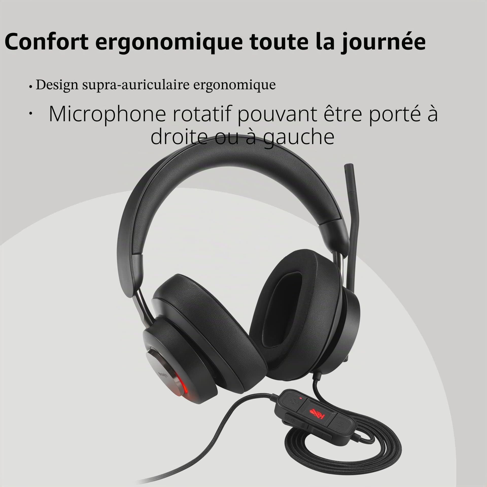 Kensington H2000 - Casque Audio USB-C avec Micro, Compatible avec Windows & Mac, avec Technologie Antibruit & Câble de 1,8 m (K83451WW)