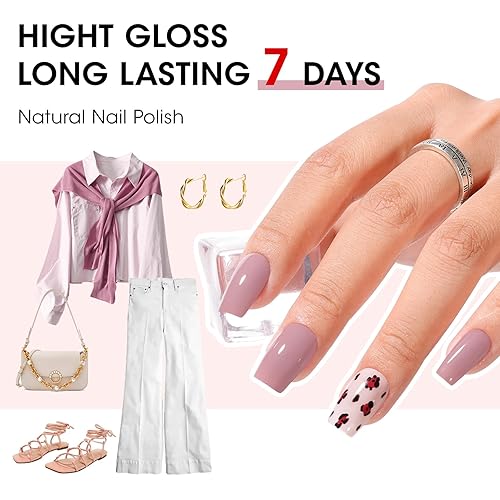 Miniatura 2 de GELLEN Esmalte de uñas tonos tierra neutros, nude rosa empolvado otoño invierno esmalte de uñas regular de secado al aire conjunto de 6