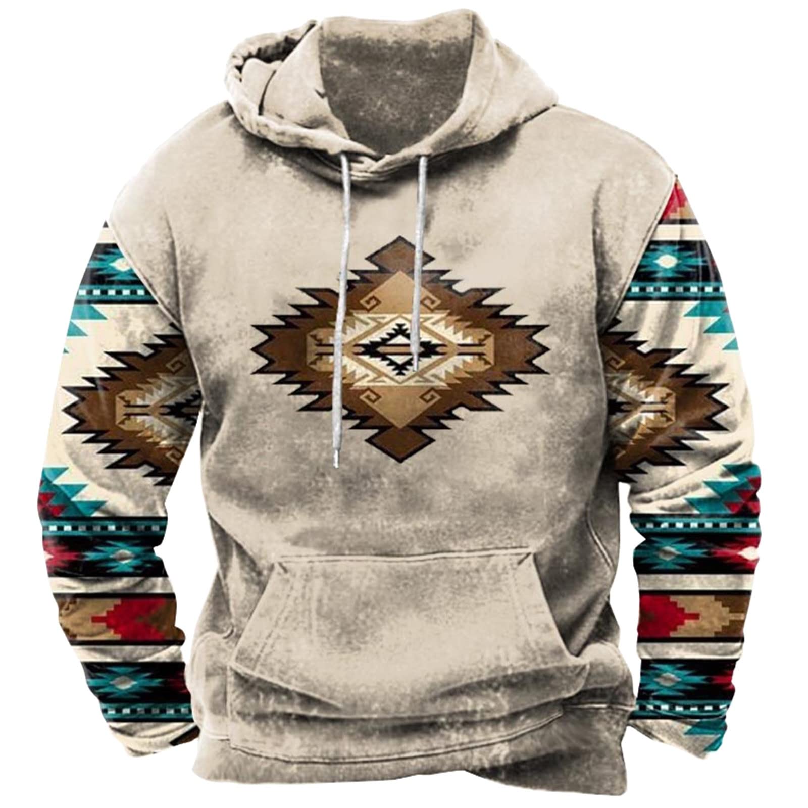 Buetorymens Aztec Hoodie Sweatshirt African Dashiki Printed Button