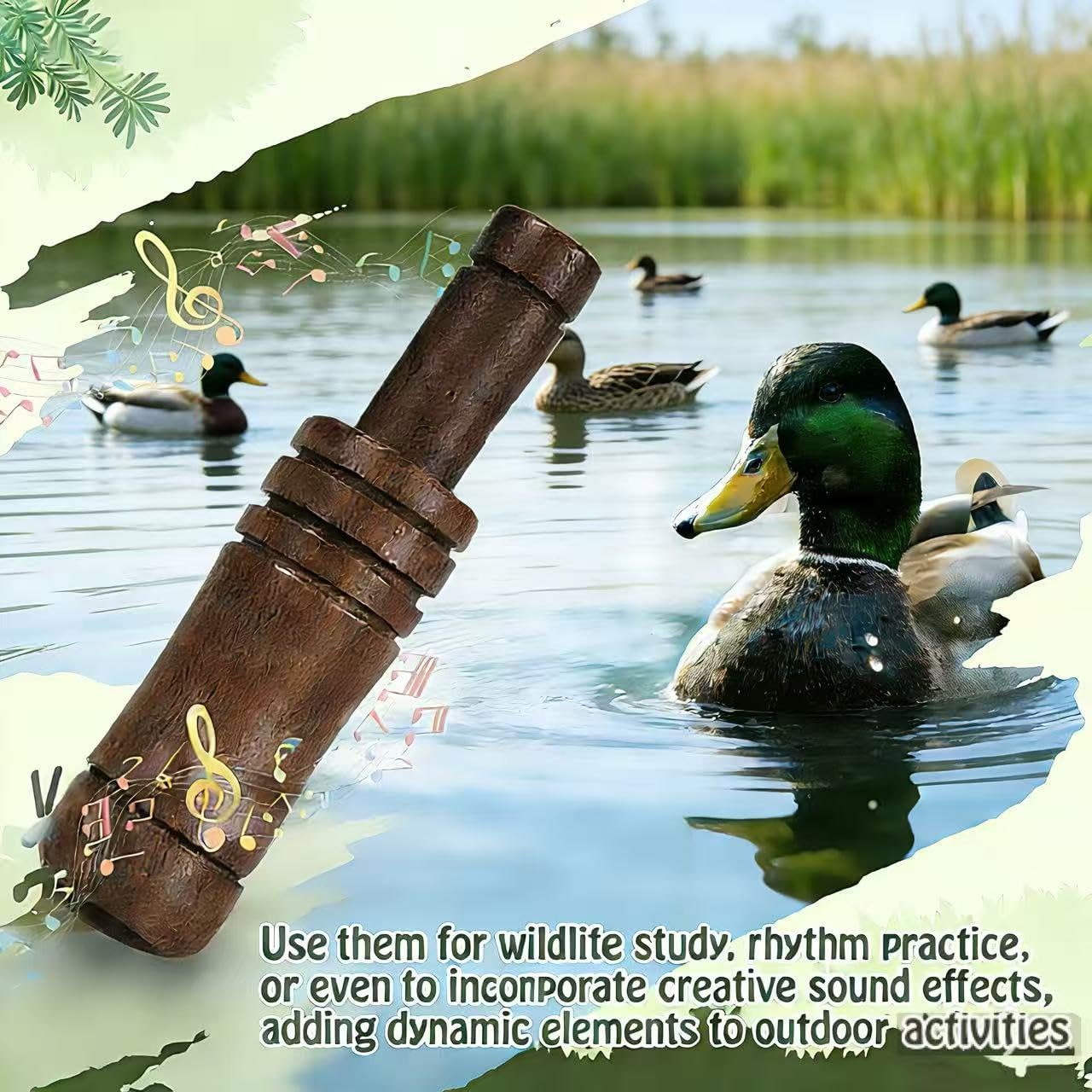 12-Piece Wooden Bird Whistle Set Handcrafted bird whistles- bird watching gifts- For nature enthusiasts, outdoor exploration- and education Includes portable storage pouch | Gifts for bird lovers - Image 2