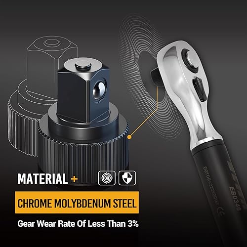 Miniatura 5 de EWK Llave dinamométrica digital de 38 pulgadas con ángulo de 5-100 ft-lbs (6.8-135 Nm), llave dinamométrica electrónica para motocicletas,