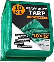 Vista 16 de Lonas resistentes impermeables de 8 x 10 pies, lonas de polietileno de 16 mil con ojales, resistentes a los rayos UV, lona multiusos marrón