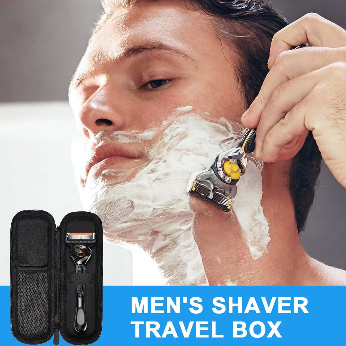 GXGM 1 Pezzo Custodia in PU Compatibile con Gillette Fusion 5 e Fusion ProGlide Rasoio Umido da Uomo Portatile duro Custodie Impermeabile,Per lametta Barba Uomo(Nero)