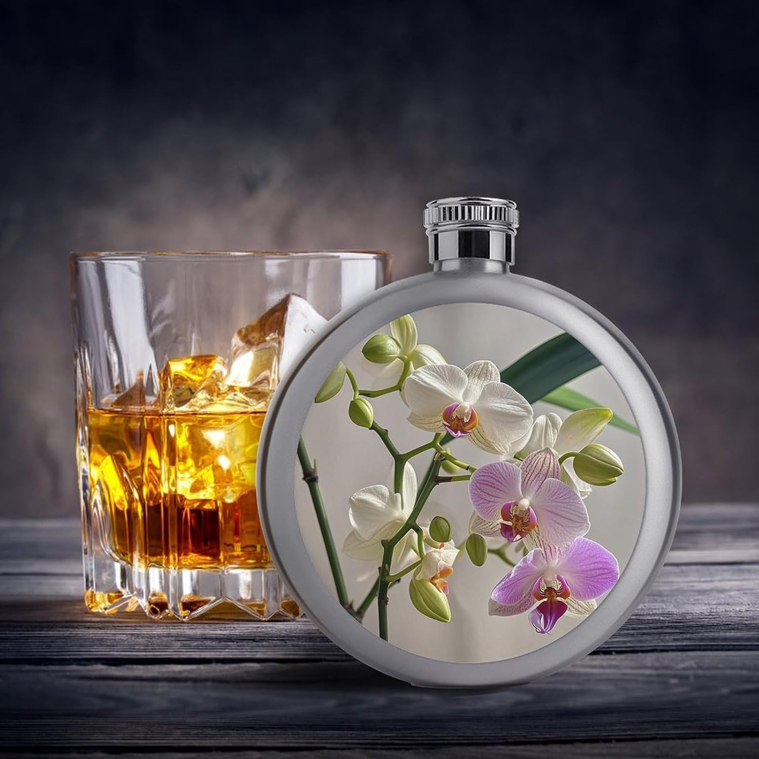 Colorful Orchids Flower Stainless Steel Flagon to 5 Oz with Screw Cap,Hip Flask for Men–Whiskey & Liquor Pocket Flask,Alcohol Flagon for Camping Drink Sports Outdoor Wine Bottle