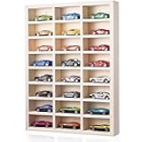 24 Space Toy Cars Wheels Display Case 1: 64 Scale Model Cars Display Shelf Wooden Wall Mounted Die Cast Car Storage Rack for Gift Collectibles Toy Figurines Tiny Cabinet