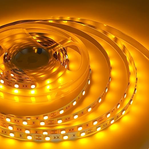 amiciVision 5M Warm White 2835 LED Strip Light with 60 LEDs/M, 12V 2A Power Adapter Included, Flexible SMD Strip for Home, Office, Decor & DIY Projects