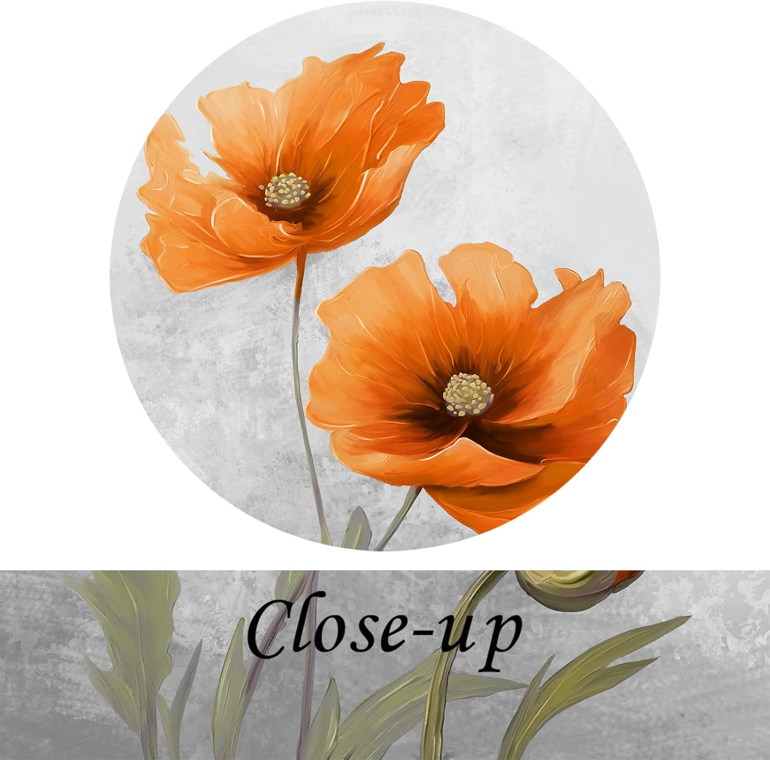 KREATIVE ARTS 3 Pieces Orange Flower Canvas Wall Art Flower Poppy Blossom Picture Wall Decor Floral Painting Framed Poster for Bathroom Easy to Hang Each Panel 12x16 Inch (Orange)
