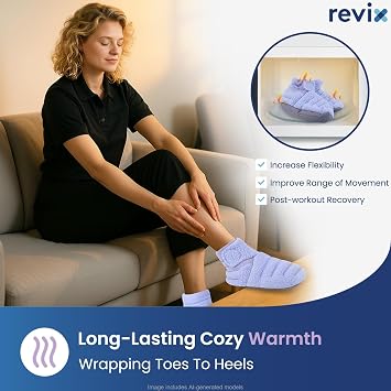 REVIX Microwavable Foot Warmers, Heated Booties, Adjustable Fit, Purple L