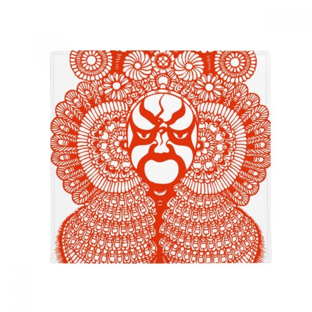 Tapis pour animal domestique masque opéra chinois rouge carré 80 cm