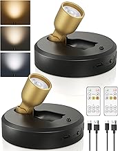 EZVALO Wireless Spotlight with Remote Control, 3 Colours, Dimmable, 4000 mAh, Rechargeable Wall Spotlight Indoor, LED Spotlights, Battery Picture Light, Wireless for Paintings, Art, Plants, Portraits