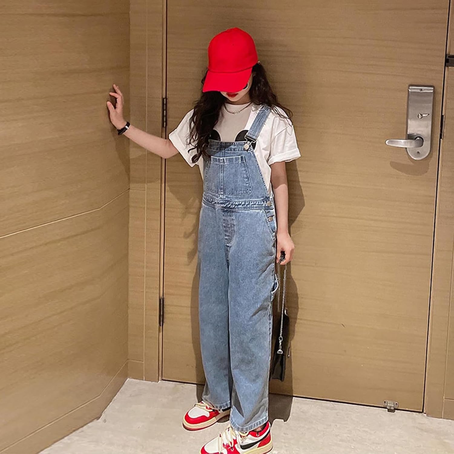 Girls Jumpsuit Cute Denim Playsuit for Girls Adjustable Strap Wide Leg Baggy Jeans with Pockets Stylish and