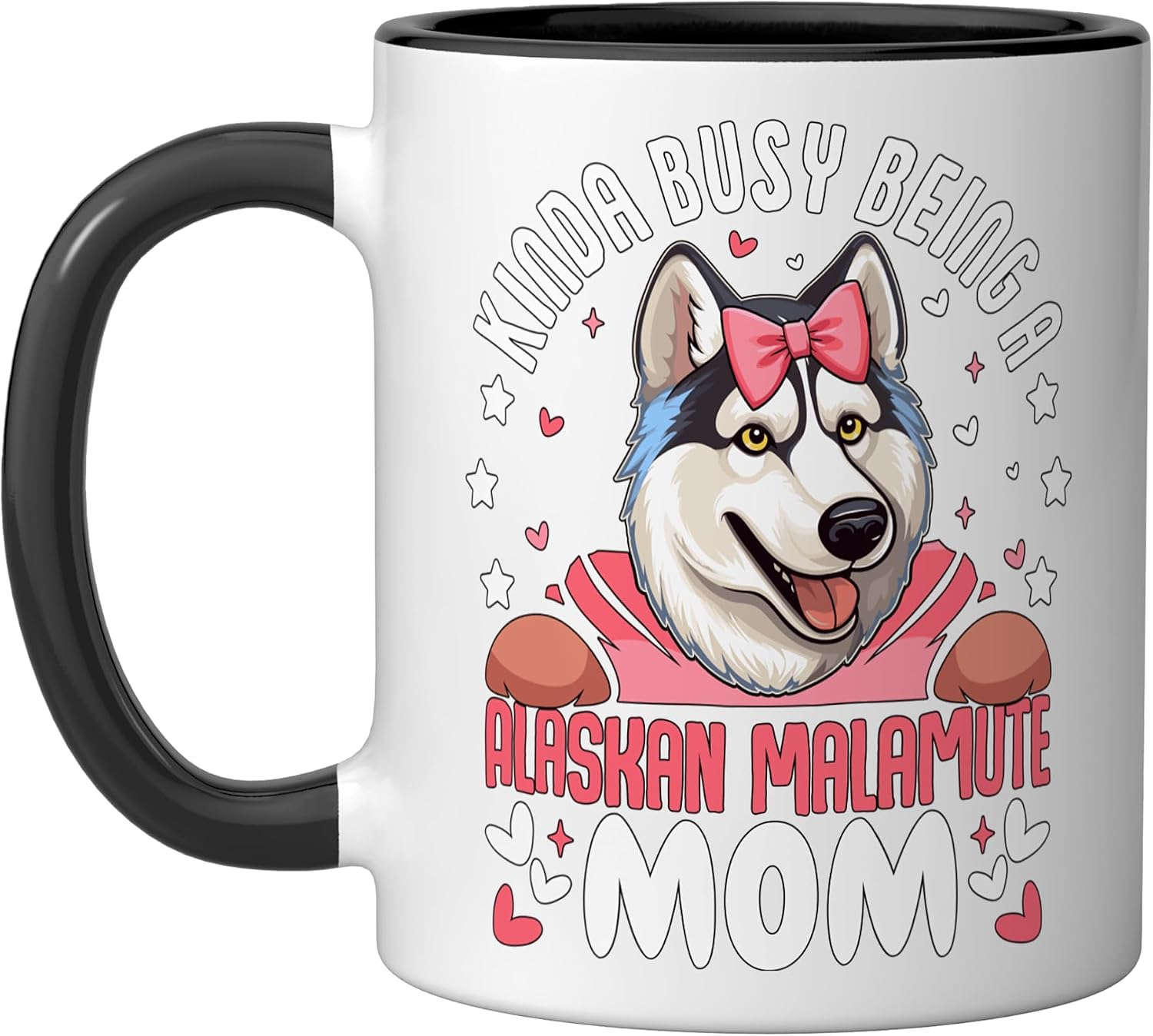 Kinda Busy Being A Alaskan Malamute Mom Ceramic Mug, White, 15oz image 4