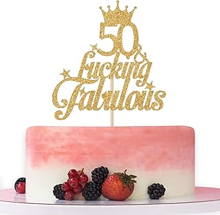 50 & F*cking Fabulous Cake Topper – Cheers to 50 years,50th Birthday Cake Decorating - Happy 50th Anniversary/Birthday Par...
