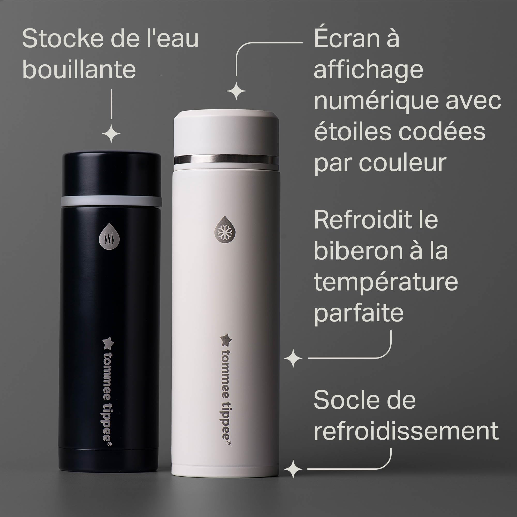 Tommee Tippee PrepGo Kit Préparateur, refroidit le lait infantile à la bonne température en 2 minutes, Perfect Prep portable, gourde chaude et froide avec affichage de la température