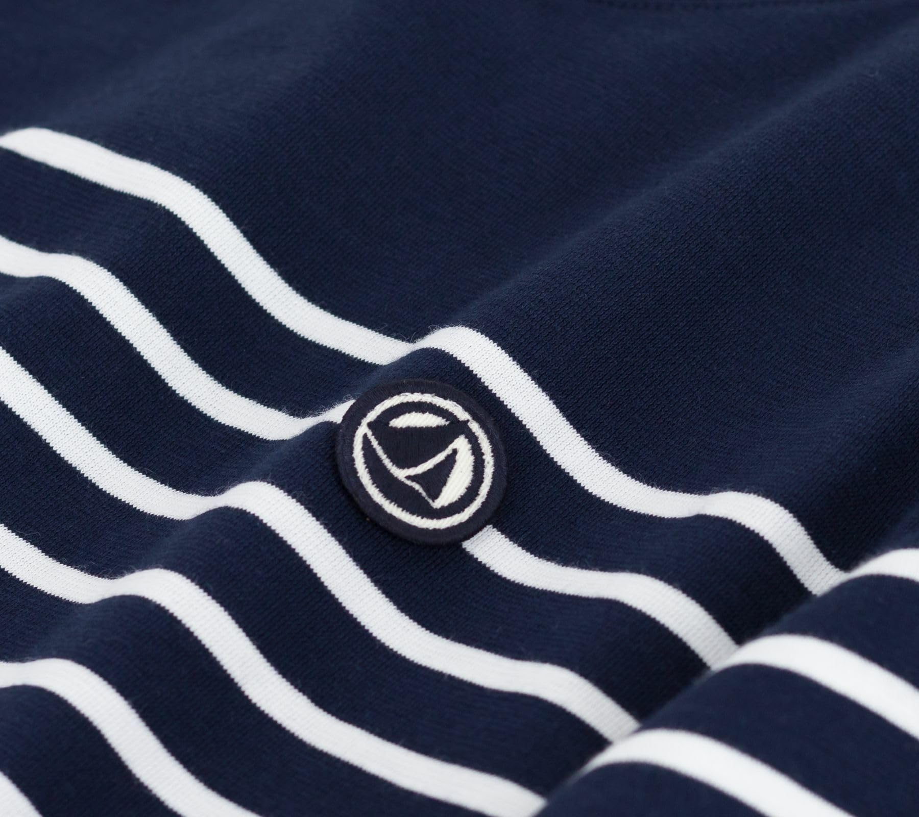 Petit Bateau Damska sukienka z krótkim rękawem, Niebieski/biały, XS