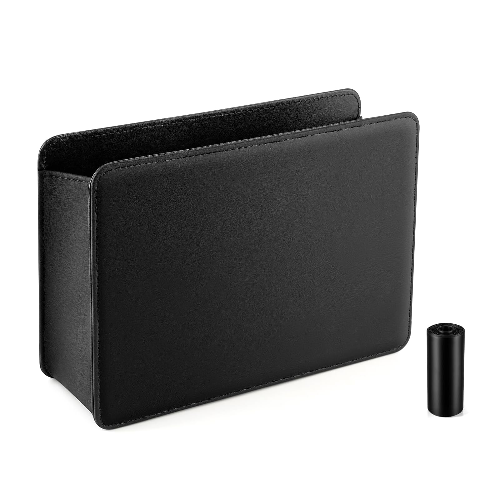 Laikoutd Multifunctional Leather Car Accessory Foldable Bin Includes Waste Bags for Consoles Leather Car Interior Accessory Multifunctional Organizers Foldable Garbage