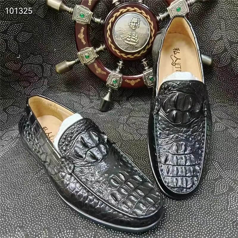 Authentic True Crocodile Skin Men's Casual Soft Moccasins Shoes Genuine Exotic Alligator Leather Male Chic Slip-on Flats2