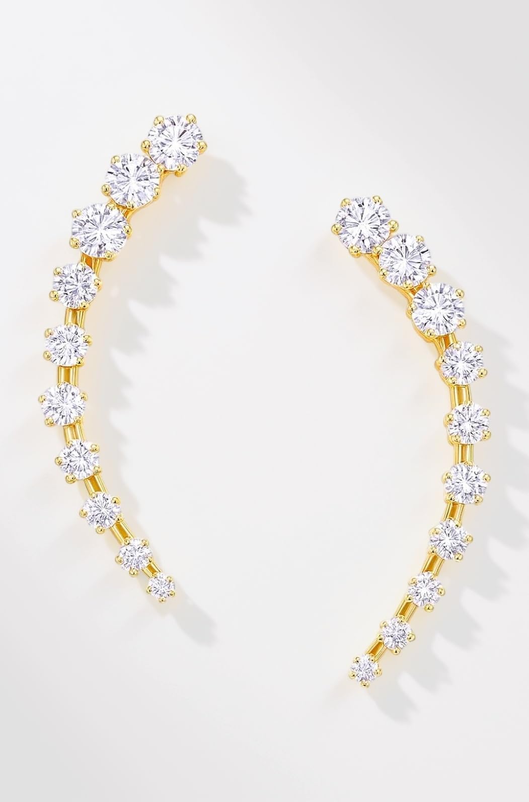 Gold Plated Contemporary American Diamond Embellished Delicate Light Weighted Ear Cuffs with Clip on Closure for Women and Girls (Pack of 1)