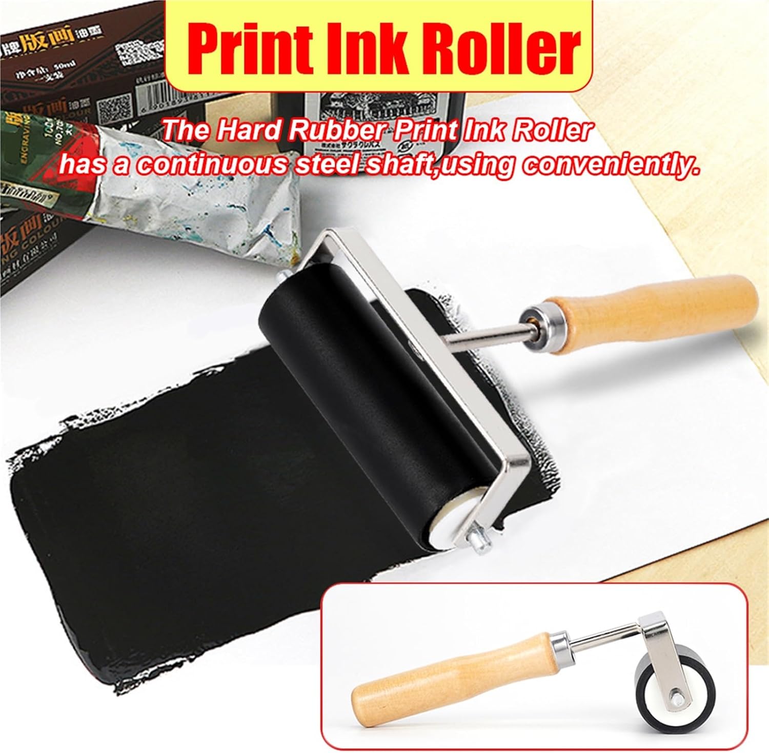 Rubber Brayer Roller 2/6pcs 3 Sizes 5/10/15cm Rubber Brayer Roller Handmade Painting Rollers Stamping Ink Manual Graffiti Art Printing Tool for Crafting(10cm)