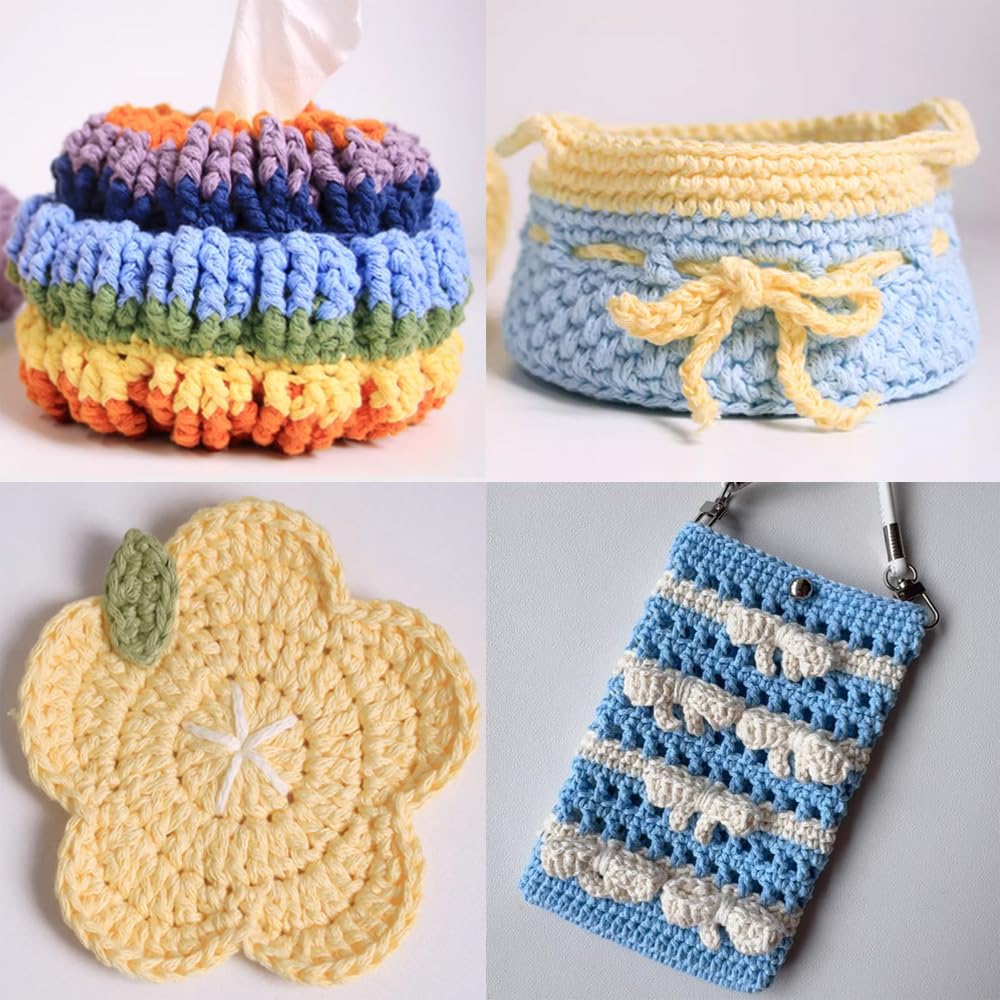 150g/5.29oz Cotton Round Rope Yarn Hollow Knitted Crochet Yarns for DIY Hat Bag Basket (Purple)