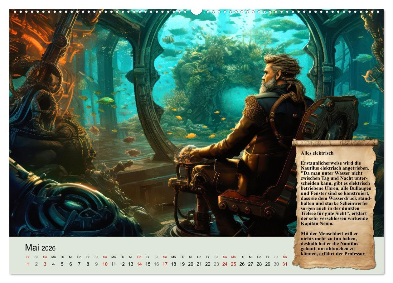 Reise unter dem Meer (hochwertiger Premium Wandkalender 2026 DIN A2 quer), Kunstdruck in Hochglanz: nach einem Roman von Jules Verne (CALVENDO Wissenschaft)