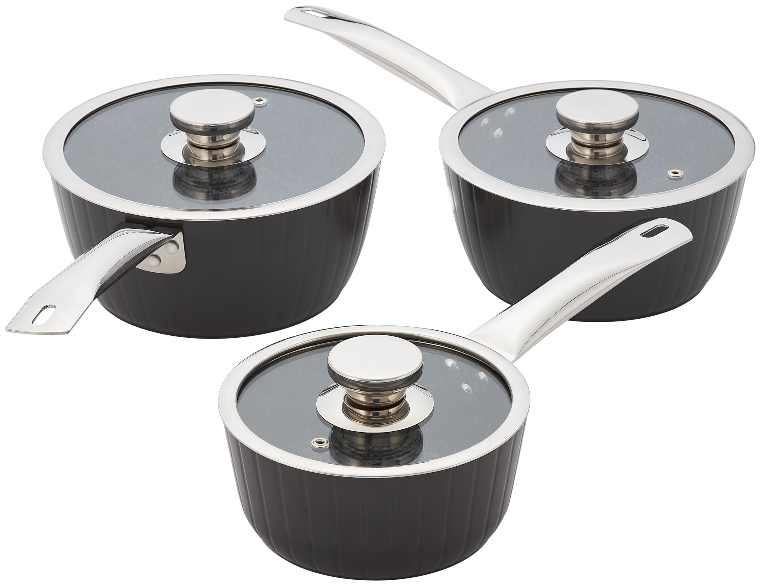Judge Evertough 3-Piece Saucepan Set – 16cm, 18 cm and 20cm Durable Hard Anodised Aluminium Saucepan with 6-Layer Non-Stick Coating — image 1