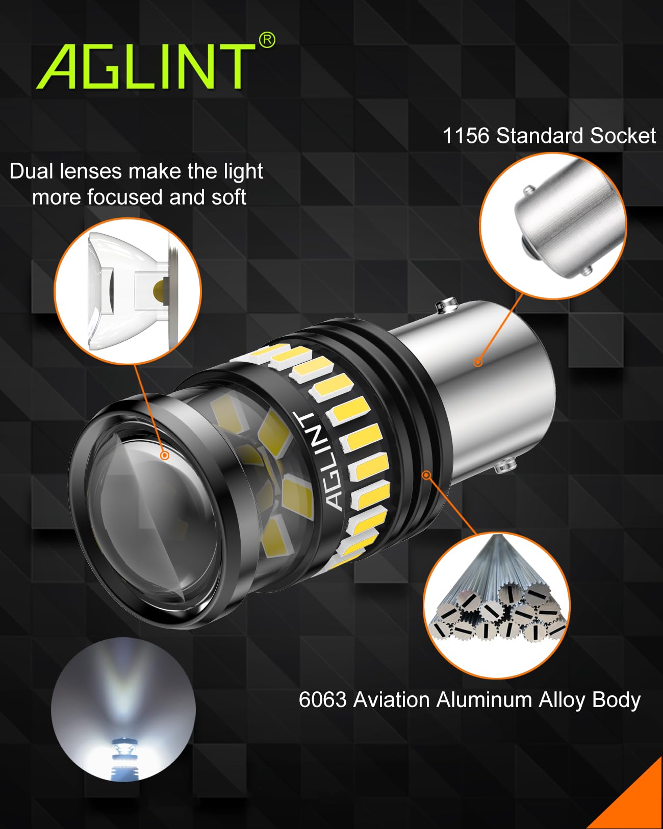 AGLINT Lot De 2 Ampoules LED P21W 1156 BA15S 6500K Super Blanches – Feux De Recul, Clignotants, DRL 12V-24V Ultra Lumineuses
