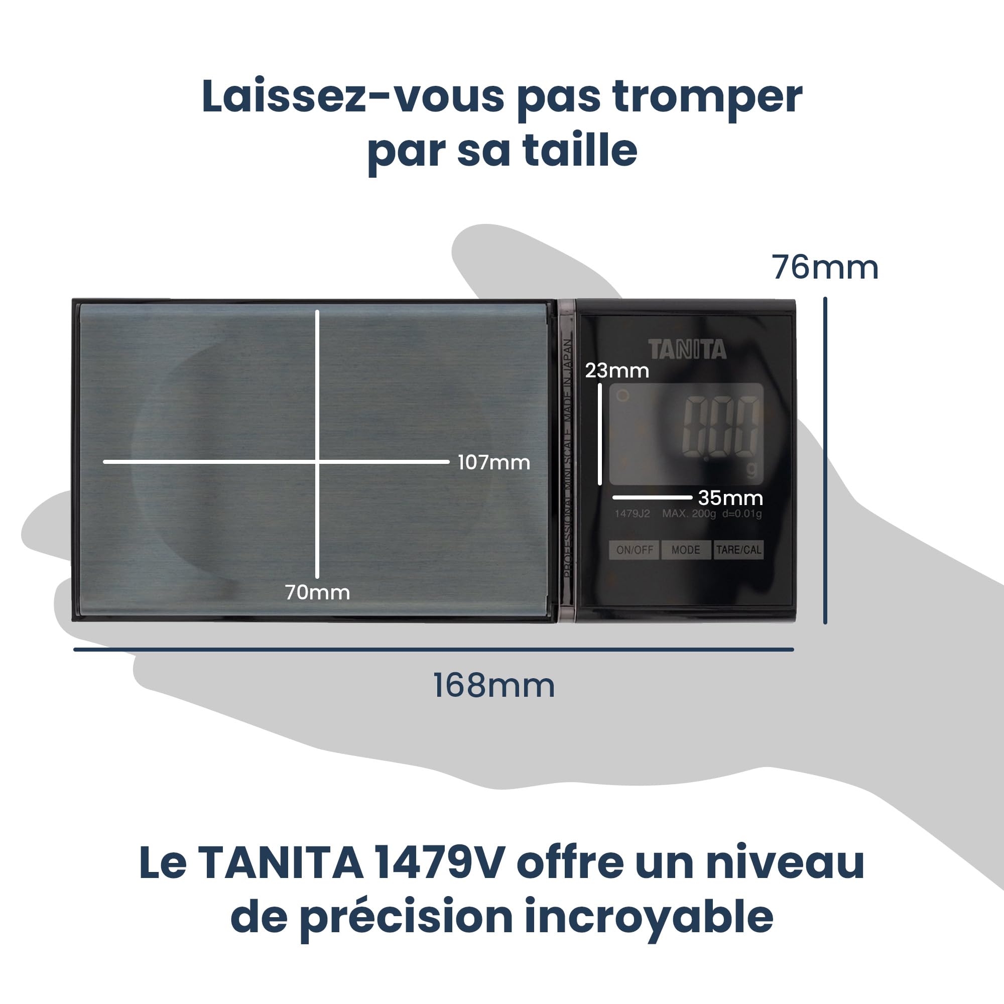 TANITA 1479J2 Balance Numérique de Précision Professionnelle - Compacte - Facilité et Portabilité - Capacité : 200 g. Précision 0,01 g - Pour la Cuisine, le Café et les Travaux de Précision
