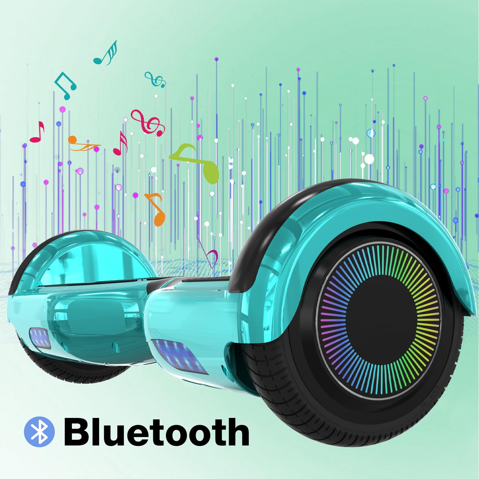 Hoverboard 6,5 Zoll mit Bluetooth-Lautsprecher Selbstbalancierender Roller, Bunter Motor, LED-Leuchten für Kinder