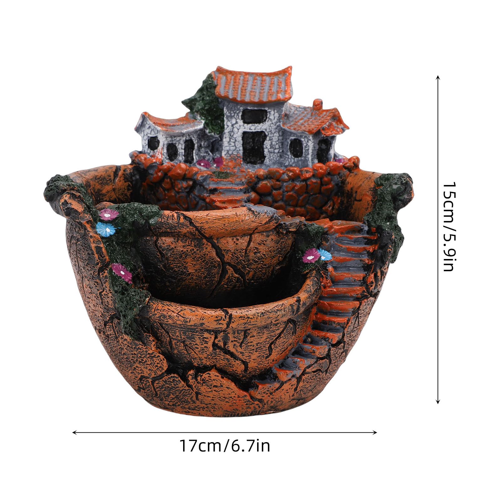 Feengarten-Pflanzgefäß, Miniatur-Landschafts-Hängeharz-Pflanzgefäß für Sukkulenten mit Gemütlichem Cottage-Design, für Heimbüro-Balkondekoration