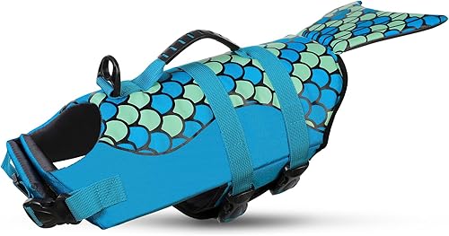 Queenmore - Chaleco salvavidas de sirena para perros, chaleco salvavidas ligero para nadar, con alta flotabilidad, para perros pequeños, medianos y