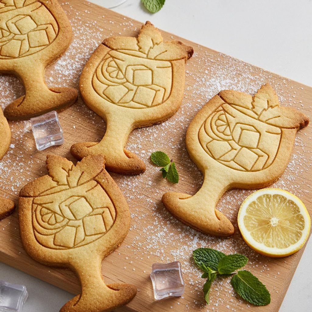 BAKERLOGY Set of 2 Gin Bottle and Gin and Tonic Cocktail Cookie Cutters – Bake Cocktail themed Cookies, Detailed Biscuit Cutter Design for Baking and Crafts, ideal on fondant, dough, clay