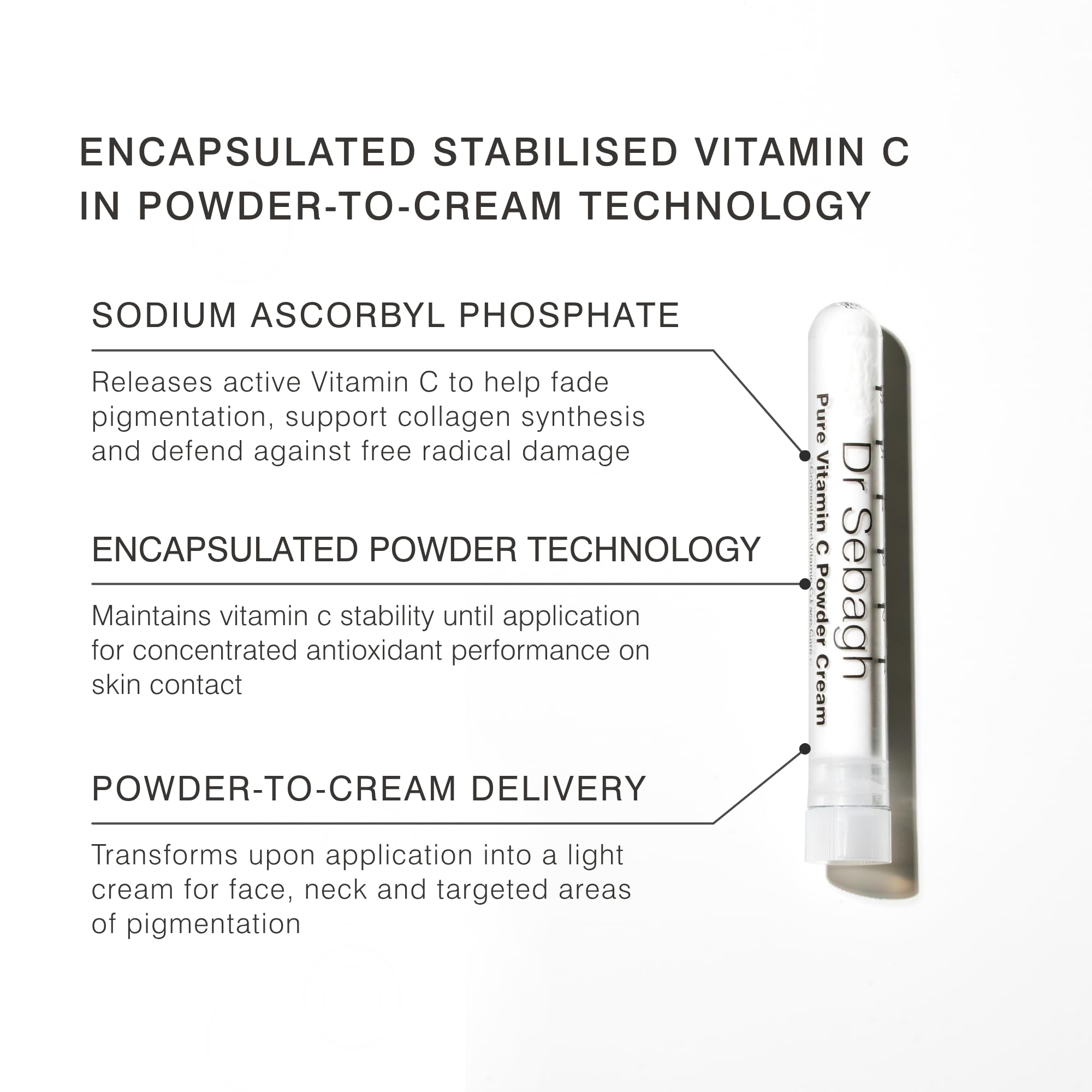 Dr Sebagh Crema en polvo de vitamina C [brillo clínicamente probado] - Crema de vitamina C para el rostro - Cuidado de la piel que aumenta el brillo - Crema de vitamina C para manchas oscuras, ojos