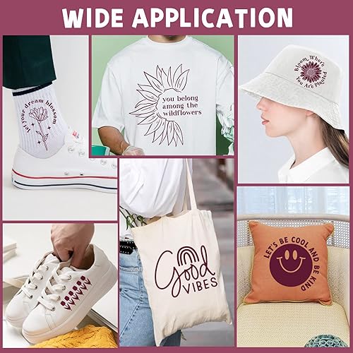 Miniatura 2 de AHIJOY Vinilo de transferencia de calor borgoña HTV vinilo de 12 pulgadas x 6 pies, vinilo rojo vino para planchar para camisetas compatibles con y