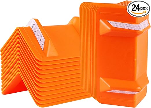 24Pack Strap Edge Protectors Plastic Cargo Corner Protector Flatbed Equipment for Tie Downs with Reflective Bars in Dark (10.6" L x 4.3" W)