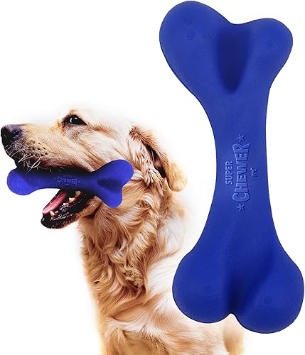 SuperChewer - Juguete resistente de hueso de perro  Reemplazo de por vida  Caucho natural fuerte  Gran juguete para buscar perros  Juguetes