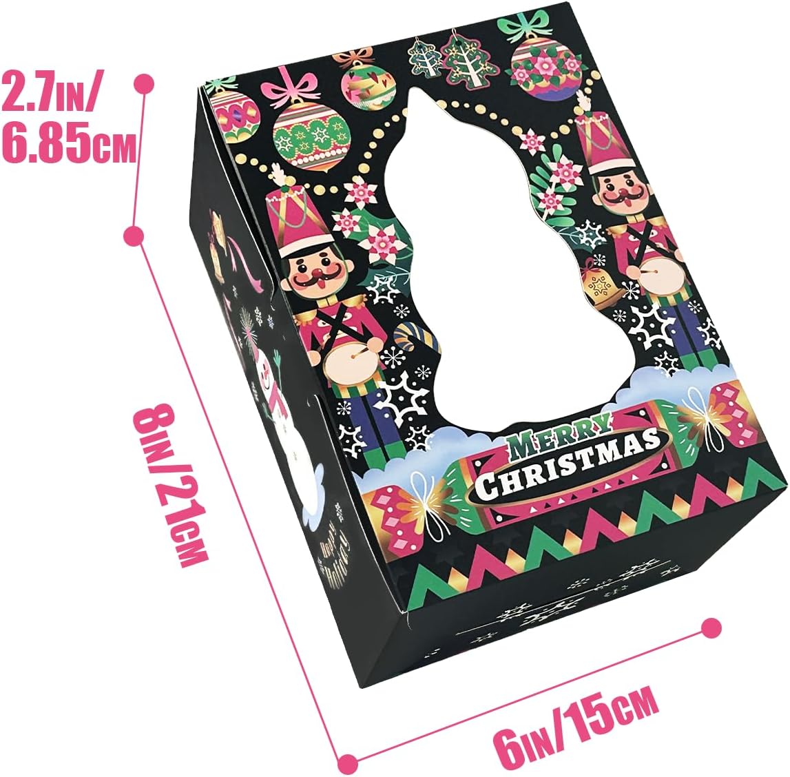qiqee Christmas Cookie Boxes with Window 24packs 6x8x2.7 Inch Bakery Box Pastry Box for Christmas