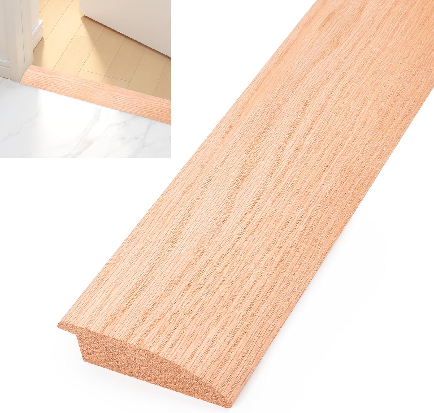 Raytano 3.5" W×36"L Solid Oak Floor Transition Strip, 3/4" Overlaps and Transitions a 3/4" Height Difference, Wood Threshold for Tile Carpet Wood Laminate Vinyl Flooring (3.5" W, 36" L)