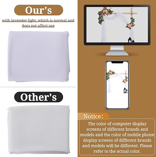 Miniatura 9 de Showgeous Tela drapeada para arco de boda, 4 paneles de 20 pies, tela de gasa blanca blanqueada, cortina de telón de fondo transparente para