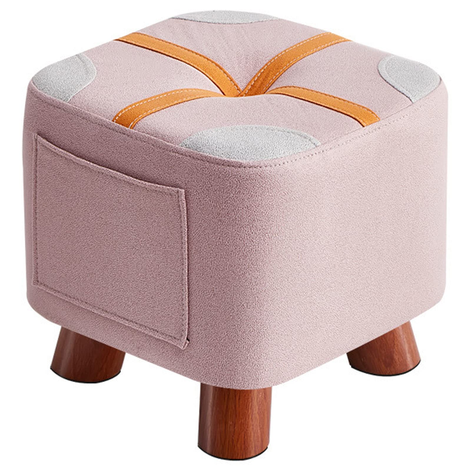 Repose-pieds ottoman rond en bambou tissé et bois massif pour salon