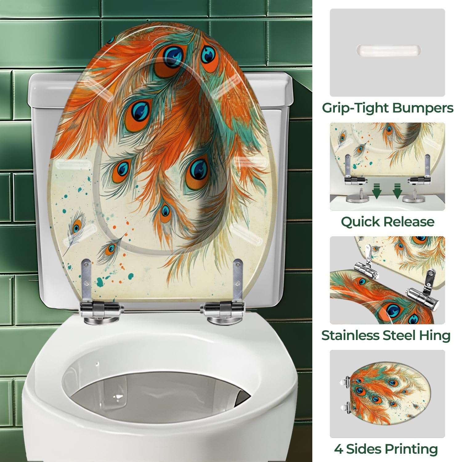 Sedile WC decorativo allungato per il bagno